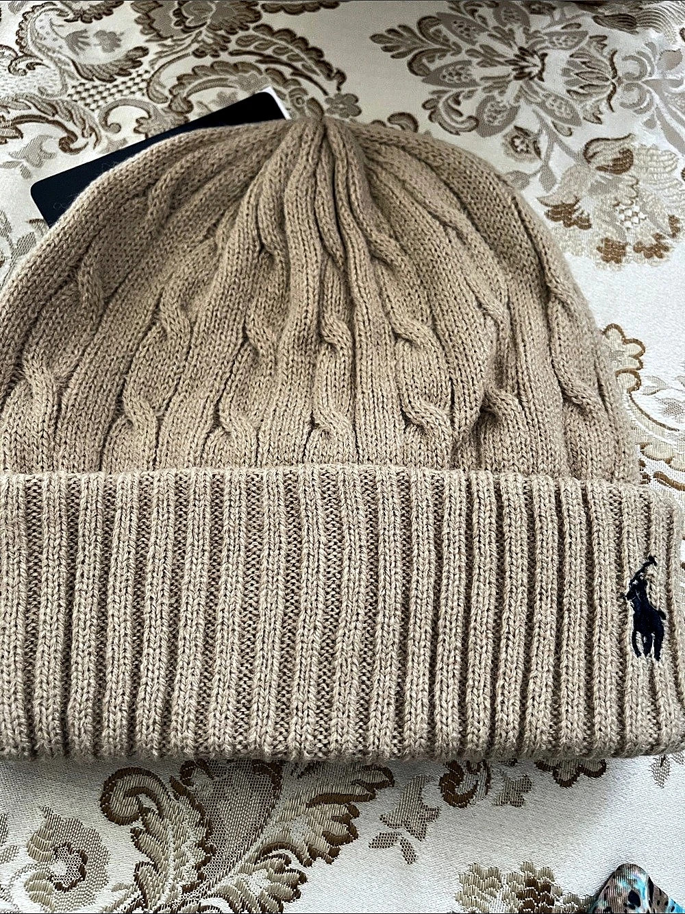 Polo Ralph Lauren Classic Cable Beanie Cable Knit Beanie in Brown NWT
